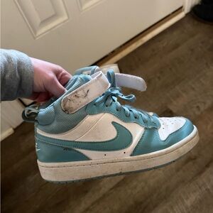 Nike Mid-Top Sneakers in Light Blue and White